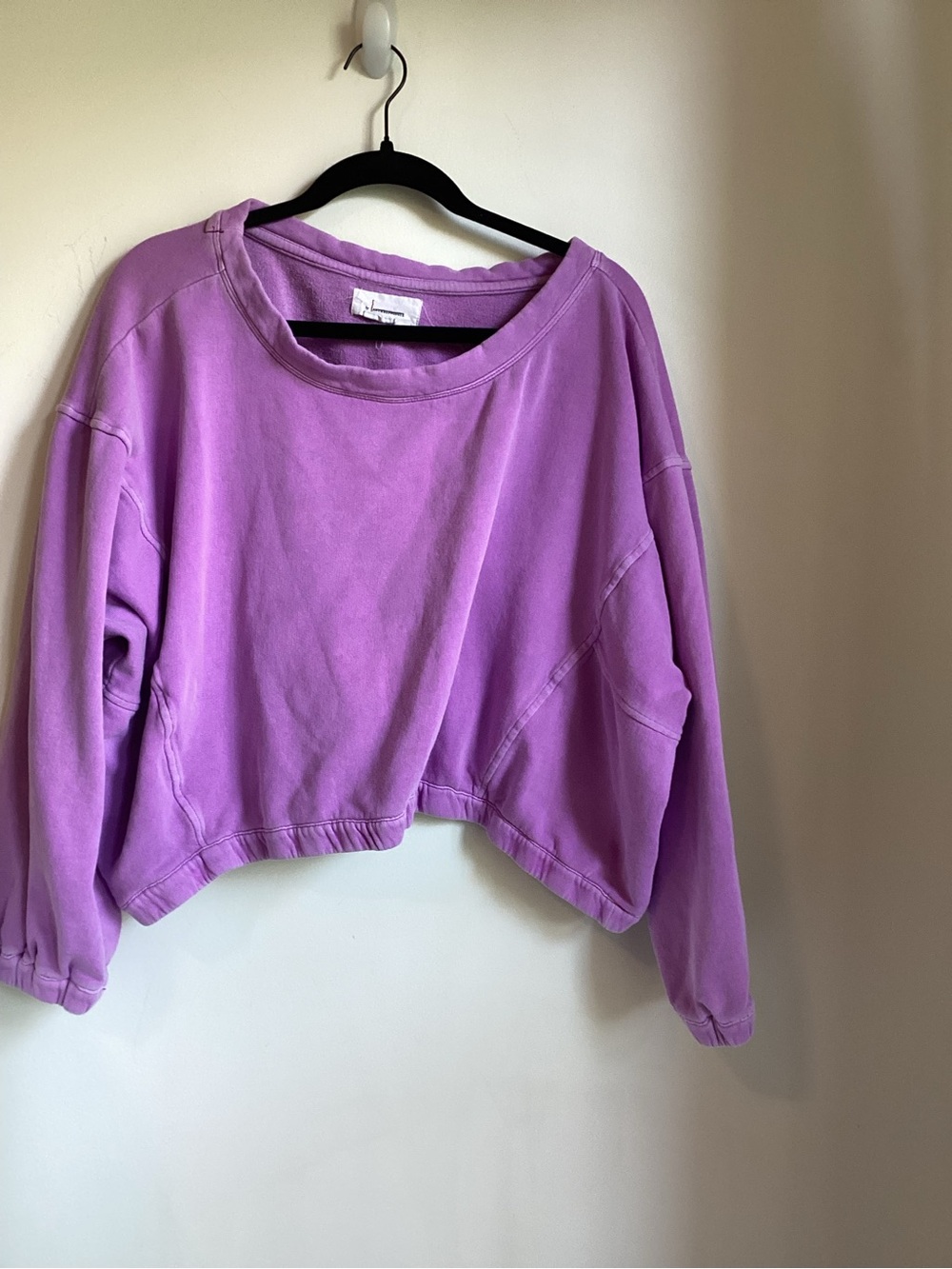 Anthropologie Cropped Sweatshirt Womens Large Lavender Crewneck